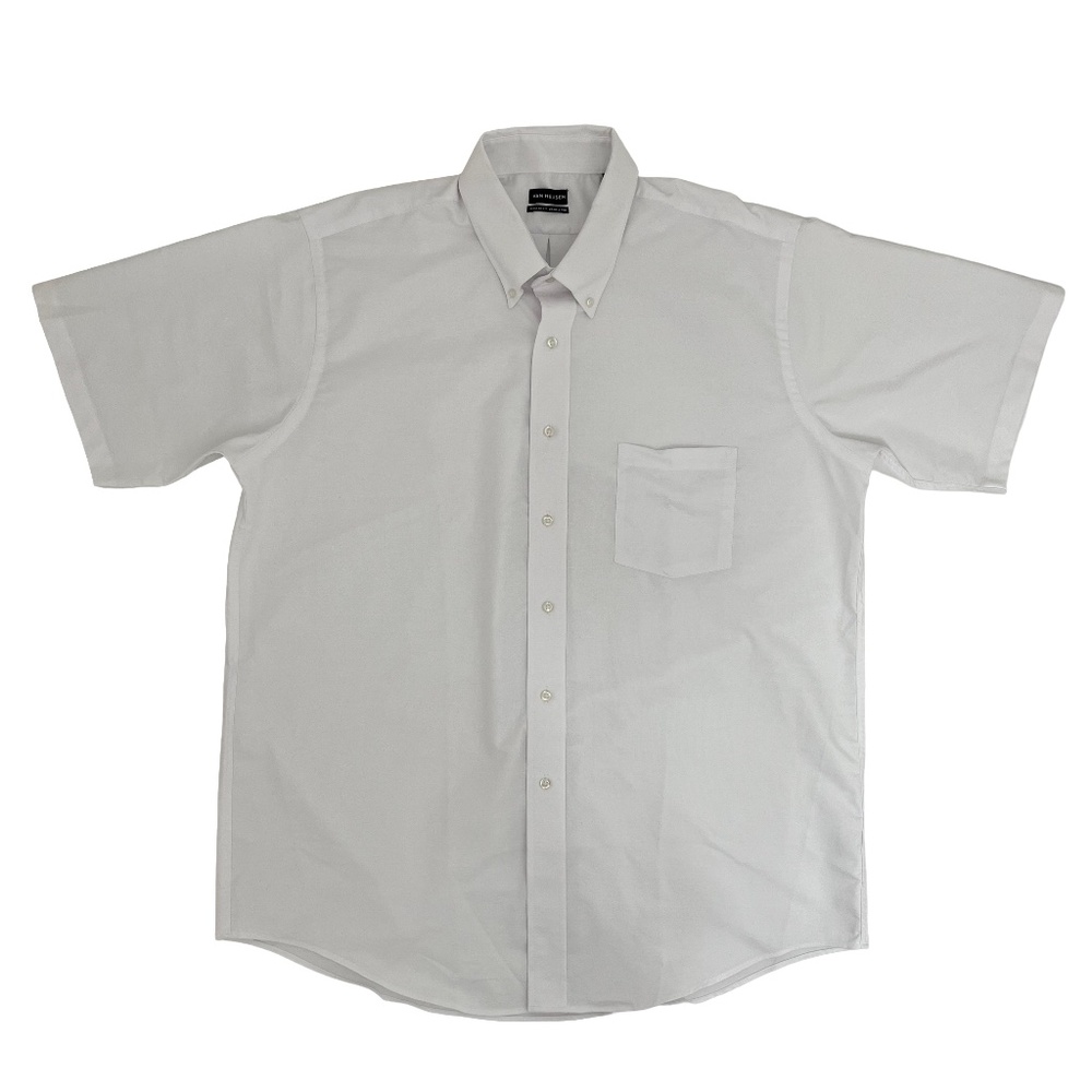 Van Heusen Mens 17.5 Button Down Shirt White Oeko Tex Regular‎ Fit Wrinkle Free
